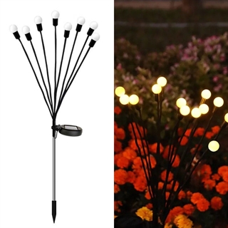 Firefly solcellelampe på spyd - 8 lampehoveder - Varmt hvidt lys